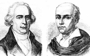 Братья Монгольфье: слева - Жозеф, справа - Этьен (гравюра XIX в).
